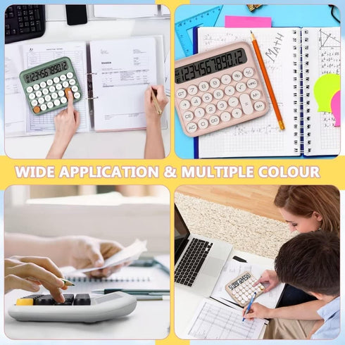 Mechanical Switch Calculator, Desktop Calculator 12 Digit Large LCD Display Big Button Calculator for Christmas Apricot Clear Standard for Daily a...