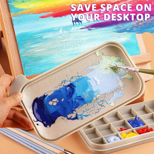 Paint Brush Cleaner,Paint Brush Basin with 10 PCS Paint Brushes,Paint Brush Holder and Organizers with Palette for Acrylic, for Watercolor and Wat...