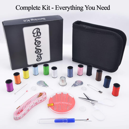 Best Sewing Kit Bundle with Scissors, Thimble, Thread, Needles, Tape Measure, Carrying Case and Accessories...