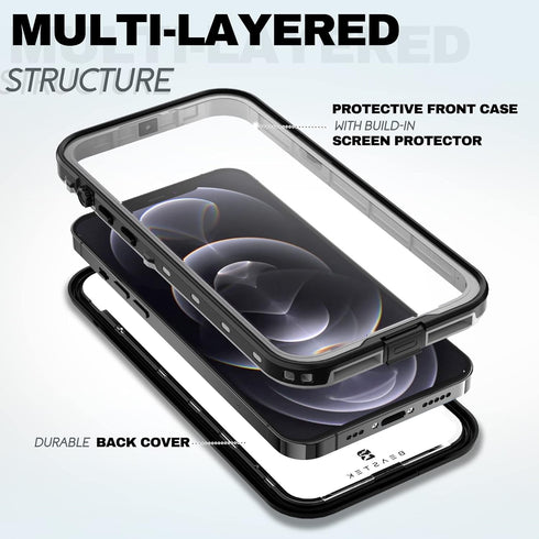 BEASTEK Waterproof iPhone 12 Pro Case,TRE Series Shockproof Dustproof Underwater IP68 Case with Built-in Screen Protector Full Body Protective Cov...