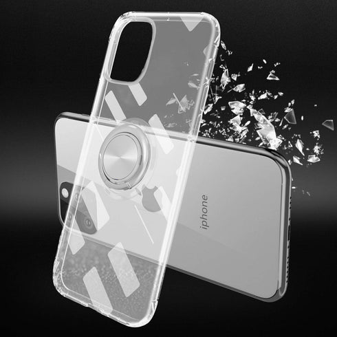 Designed for iPhone 11 Pro Max Case 6.5 inch 2019, Anti Scratch Soft TPU Full Body Clear Case Case with 360 Degree Rotation Finger Ring Holder Kic...