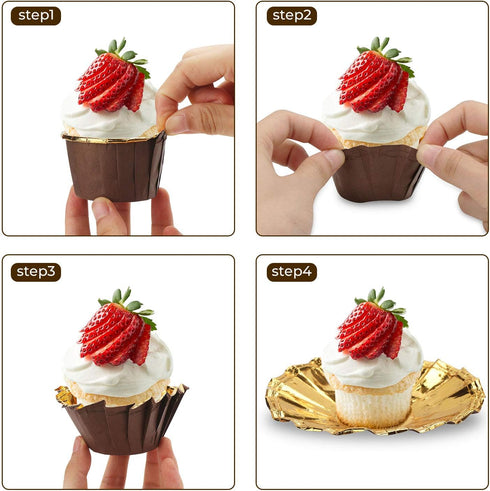 EUSOAR Cupcake Ramekins, 100pcs 3.5 oz Aluminum Foil Muffin Liners, Cupcake Liners, Aluminum Foil Cupcake Baking Cups, Little Foil Cups, Cupcake R...