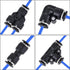 uxcell Pneumatic 6mm OD PU Air Hose Tubing Kit 5 Meters Blue with 12 Pcs Black Push to Connect Fittings...