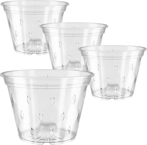 Orchid Breathable Slotted Clear Plastic Pot (4.5 inch (4 Pack))...
