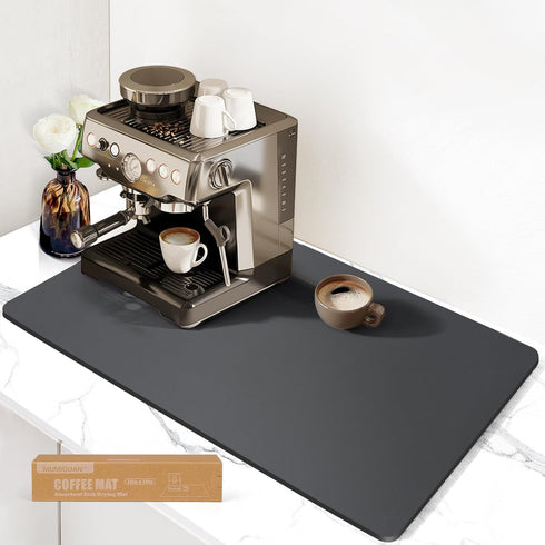 Coffee Mat(Dark Gray 12"x19''), Coffee Bar Mat for Countertop, Anti-Slip Absorbent Dish Drying Mat for Kitchen, Suitable for Coffee Machine, Coffe...