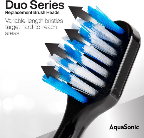 AquaSonic Duo Series Replacement Brush Heads | for Normal & Sensitive Teeth | Compatible with Duo Series & Home Dental Center Toothbrush Handles |...