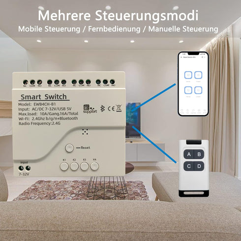 Jane Eyre eWeLink 4 Channels Wireless Smart Switch USB 5V/AC85V-250V Smart WiFi Relay Switch Module with Housing, Using Bluetooth Networking, for ...