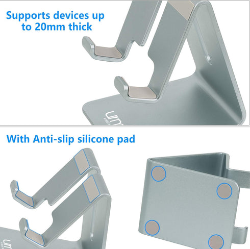 Urmust Cell Phone Stand for Desk Phone Holder Dock Cradle Stand for iPhone 15 14 13 12 11 Pro Max X Xr 8 Plus Tablet(4-10in) Bluish Gray...