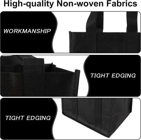 6 Bottle Wine Carrier Tote, Non-Woven Wine Bags Reusable Wine Travel Bag Portable Carrier Wine Bottle Holder Bag Wine Gift Bag with Carry Handle f...