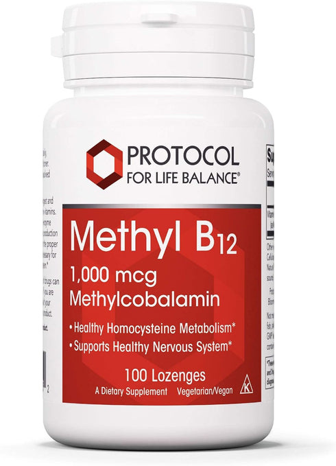 Protocol Methyl B12 1,000mcg - Vitamin B12 for Homocysteine Metabolism* - Supports Brain Health & Healthy Nervous System* - Kosher, Halal & Vegan ...