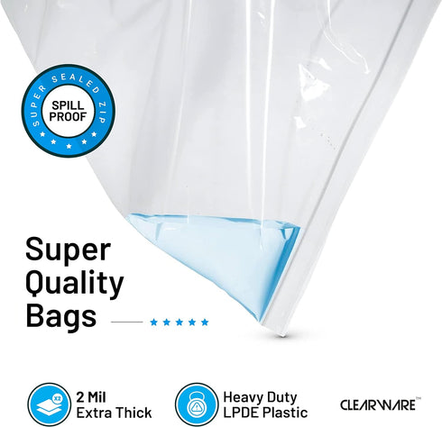 12 Large Plastic Bags With Zipper Top - 3 Gallon Bags 16" x 18", Extra Large Storage Bags for Clothes, Travel, Moving, Large Reusable freezer bags...