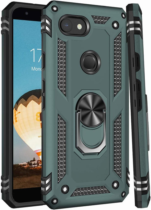 LUMARKE Google Pixel 3A Case with Screen Protector,Pass 16ft. Drop Tested Military Grade Cover with Magnetic Ring Kickstand Car Mount Holder,Prote...