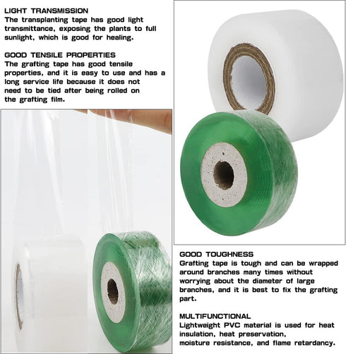 2Pcs Grafting Tape for Fruit Trees,Nursery Sealing PVC Stretchable Garden Parafilm Tape Plants Repair Budding Tape for Garden Tree Seedling...