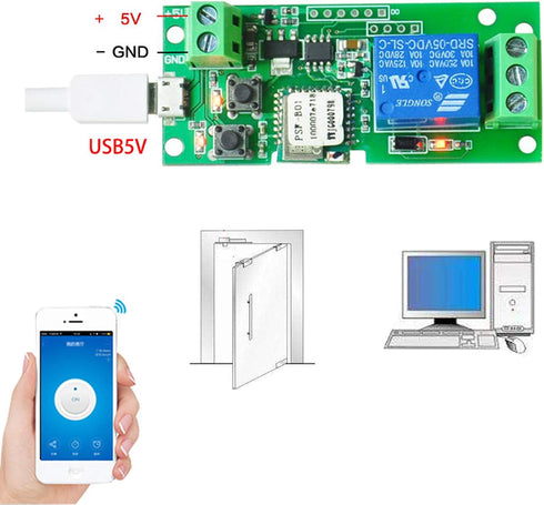 SONOFF USB 5V DIY 1 Channel Jog Inching Self-Locking WiFi Wireless Smart Home Switch APP Remote Control Module for iOS/Android......