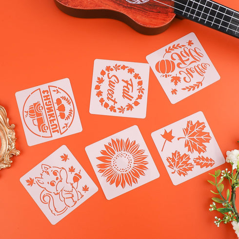 24pcs Fall Stencils, 3x3inch Small Fall Sign Stencils Reusable Fall Stencils for Painting on Wood Autumn Templates for Thanksgiving DIY Crafts on ...