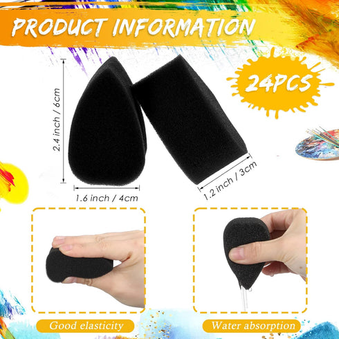 24 Pcs Face Paint Sponge Petal Face Painting Sponges High Density Face Painting Supplies for Kids Adults Art Work Halloween Makeup Body Paint (Bla...