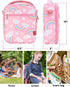 Lunch Box for Kids Girls Insulated Lunch Bag with Shoulder Strap and Pocket Pink Cute Lunch Cooler Thermal Meal Lunch Tote Bag for School Travel O...