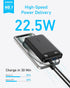 Anker Power Bank, 10,000mAh Portable Charger with Built-in USB-C Cable and Lanyard, 22.5W Max Output with 2 USB-C and 1 USB-A Port, Battery Pack f...