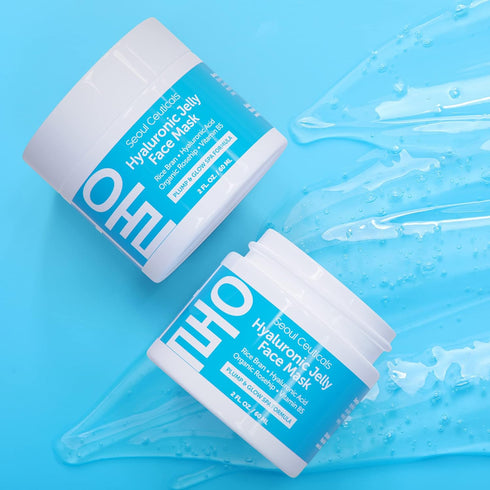 SeoulCeuticals Korean Skin Care Hyaluronic Acid Jelly Face Mask – Rice Bran + Vit B5 + Rosehip Anti Aging K Beauty Skincare for Plump Glowing Skin...
