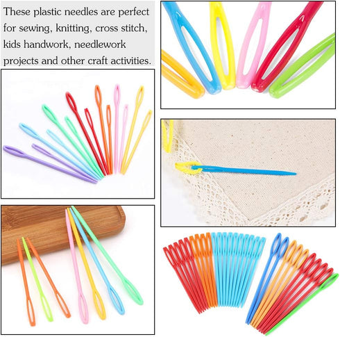 30 PCS Large Eye Plastic Needles, 2.7Inch/3.5Inch/5.9Inch Plastic Weaving Needles, Yarn Needles, Learning Needles, Safety Plastic Lacing Needles f...