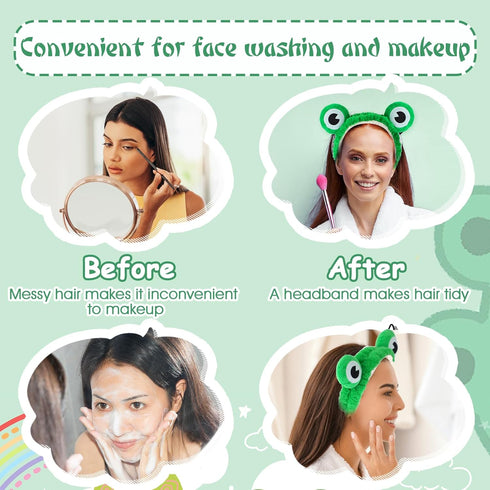 Cute Frog Headband, Spa Headband Frog Eye Makeup Head Band Soft Elastic Hair Band for Washing Face Head Wrap Funny Hair Band for Girls Women Yoga ...