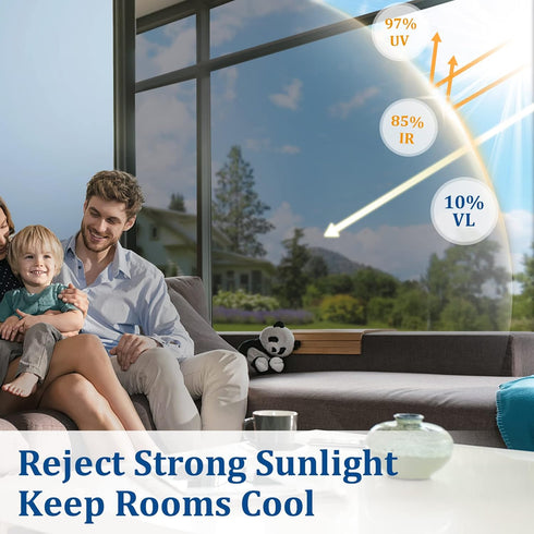 Coavas One Way Privacy Window Film Reflective Window Film See Out Not in Window Film Sun Blocking Heat Control Anti UV Non-Adhesive Static Cling f...