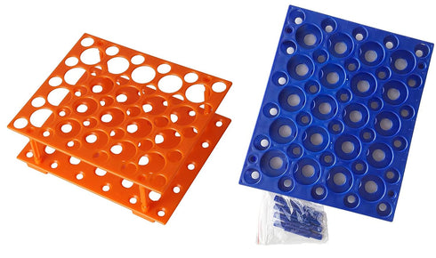 2 Pack 50 Well Centrifuge Tube Rack for 10ml/15ml/50ml Large Size Scientific Laboratory Plastic Tube Rack Holder Detachable Lab Test Tube Rack Ora...