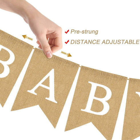 Jute Burlap Baby In Bloom Banner with Flower Spring Theme Boy Girl Baby Shower Garland Decoration...