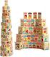 New Chinese English Language Learning Wooden Blocks Domino Children's Educational Product Wooden Toys Recognize/Identify Fruits and Animals 100pcs...