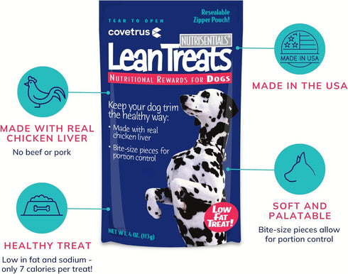 Covetrus Nutrisential Lean Treats for Dogs - Soft Dog Treats for Small, Medium & Large Dogs - Nutritional Low Fat Bite Size K9 Treats - Chicken Fl...