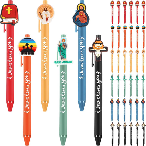 30 Pcs Jesus Loves You Pens with Jesus Figures Christian Pens Religious Pens Bible Verse Ballpoint Pens Christian Gifts for Women Church Positive ...