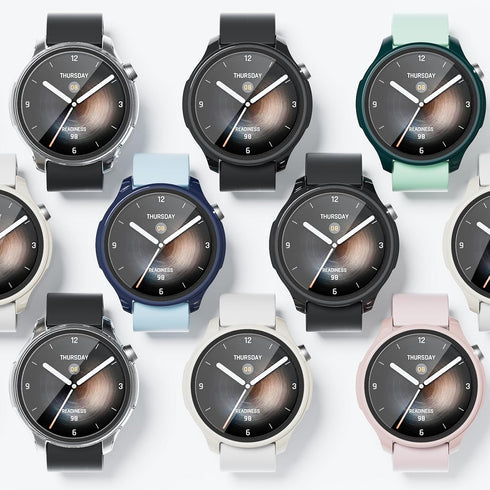 for Amazfit Balance Smartwatch Screen Protector Case, 2-Pack Hard PC Bumper Built-in Tempered Glass Film Face Cover Replacement Accessories for Am...