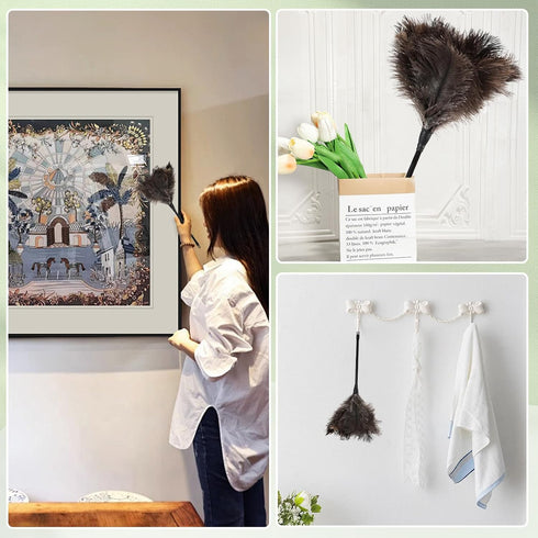 Ostrich Feather Duster – Reusable, Anti-Static Design for Cleaning Delicate Items, Antiques, Electronics, and More, 3-Pack, 15-Inch – Perfect for ...