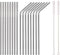 18 Piece Silver Stainless Steel Straws, 8.5 '' Reusable Drinking Straws,with Portable pouch (8 Straight/8 Bent/2 Brushes)...