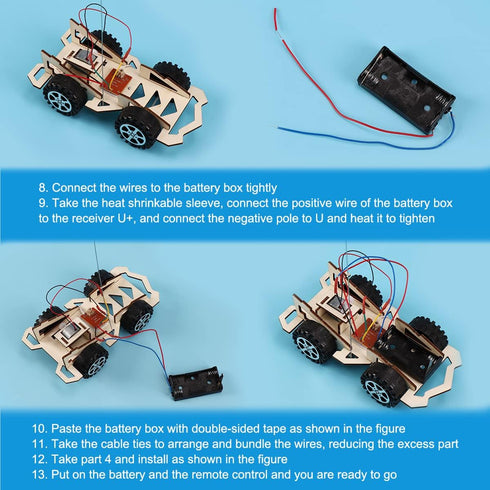 Wooden Wireless Remote Control Racing Car Kit F4,Science Experiment Kit,Science Experiment Kit for Applicable to Youth Age,Robotic Stem Project Mo...