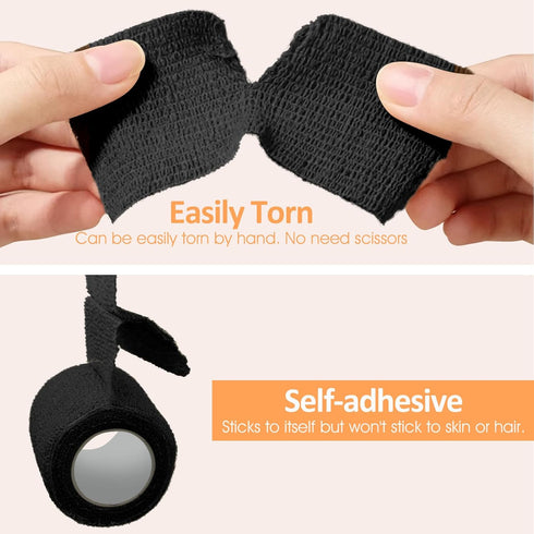 1"/2"/3" Self Adhesive Bandage Wraps, 18 Pack Black Self Adherent Cohesive Bandages Wrap for Wounds, Vet Wrap, Ankle Tape, Tattoo Tape Wrap, Medic...
