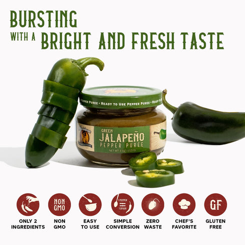 Louisiana Pepper Exchange Green Jalapeno Pepper Puree Sauce Salsa, Hot Spicy Flavor Seasoning, Plant-Based, Gluten-Free, Replaces Diced Jalapenos,...