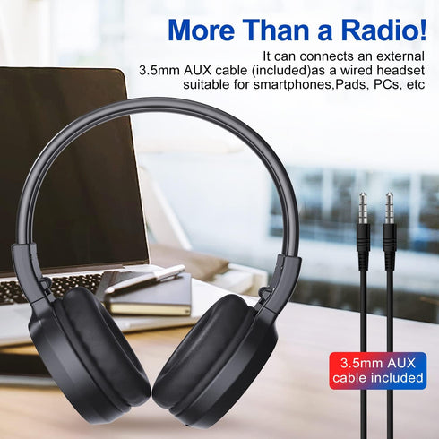 F4 Rechargeable & Portable Personal FM Radio Headphones with Best Reception, FM Headset Radio Receiver for Meeting, Daily Works, Hiking, Jogging.....