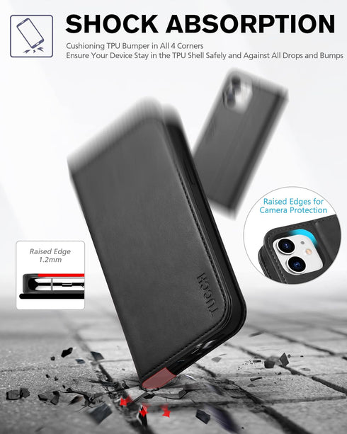 TUCCH Wallet Case for iPhone 12 Pro/iPhone 12 5G, Premium PU Leather Flip Folio Cover with Card Slot, Stand Book Design [Shockproof TPU Interior C...