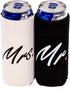 QualityPerfection Mr & Mrs Slim Can Cooler Sleeves (2 Pack) Insulated, Beer/Energy Drink Neoprene 4mm Thickness Thermocoolers for 12 oz Tall Skinn...