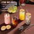 Drinking Glasses with Bamboo Lids and Glass Straw 4pcs Set - 16oz Can Shaped Cups, Beer Glasses, Iced Coffee Cute Tumbler Cup, Ideal for Cocktail,...