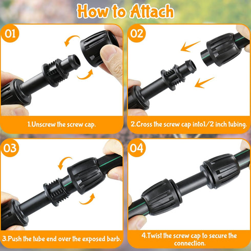 Drip Irrigation Fittings for 1/2 Inch Drip Tubing (1/2" ID x 0.65" OD)?1/2'' Drip Line Couplings Anti-drop Locked Nut Barbed Straight Coupling Con...