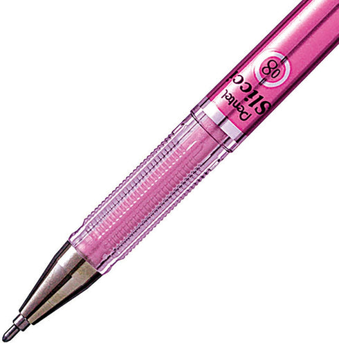 Pentel Arts Slicci Metallic 0.8 mm Needle Tip Gel Pen, Metallic Pink Ink, Box of 12 (BG208-Mp)...