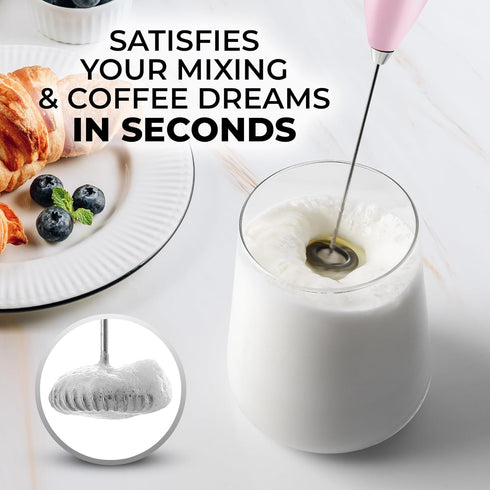 Zulay Powerful Milk Frother for Coffee with Upgraded Titanium Motor - Handheld Electric Whisk, Milk Foamer, Mini Mixer & Coffee Blender for Frappe...