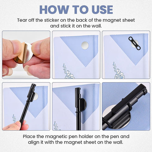 12 Pack Magnetic Pen Pencil Holder with Magnet Sheet,Silicone Magnetic Pen Holder,Flexible Pencil Holder for Refrigerator, Whiteboards,Desk Access...