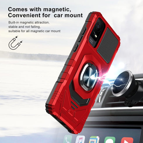 for TCL ION X Case,TCL ION V Phone Case with Tempered Glass Screen Protector,Military Grade Heavy Duty Shockproof Protective Cover,with Ring Kicks...