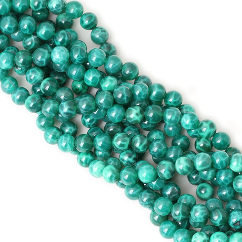 45PCS 8mm Natural Peacock Vein Agate Gemstone Round Loose Beads for Jewelry Making Jewelry Design1 Strand 15"...