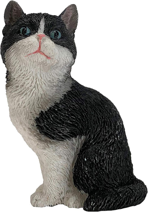 Sandicast SS30402 Small Size Tuxedo American Shorthair Cat Sculpture, Black/White...