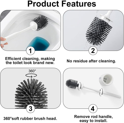 RV Toilet Bowl Brush and Holder, Ventilated Toilet Cleaner Brush with Long Handle and Flexible Bristles, Wall Mount for Motorhome Travel, Travel T...