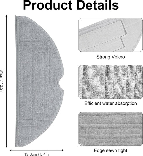 5 Pcs Mop Pads for Roborock S8 Pro Ultra Robot Vacuum, Washable Reusable Mopping Pad Replacement Accessories...